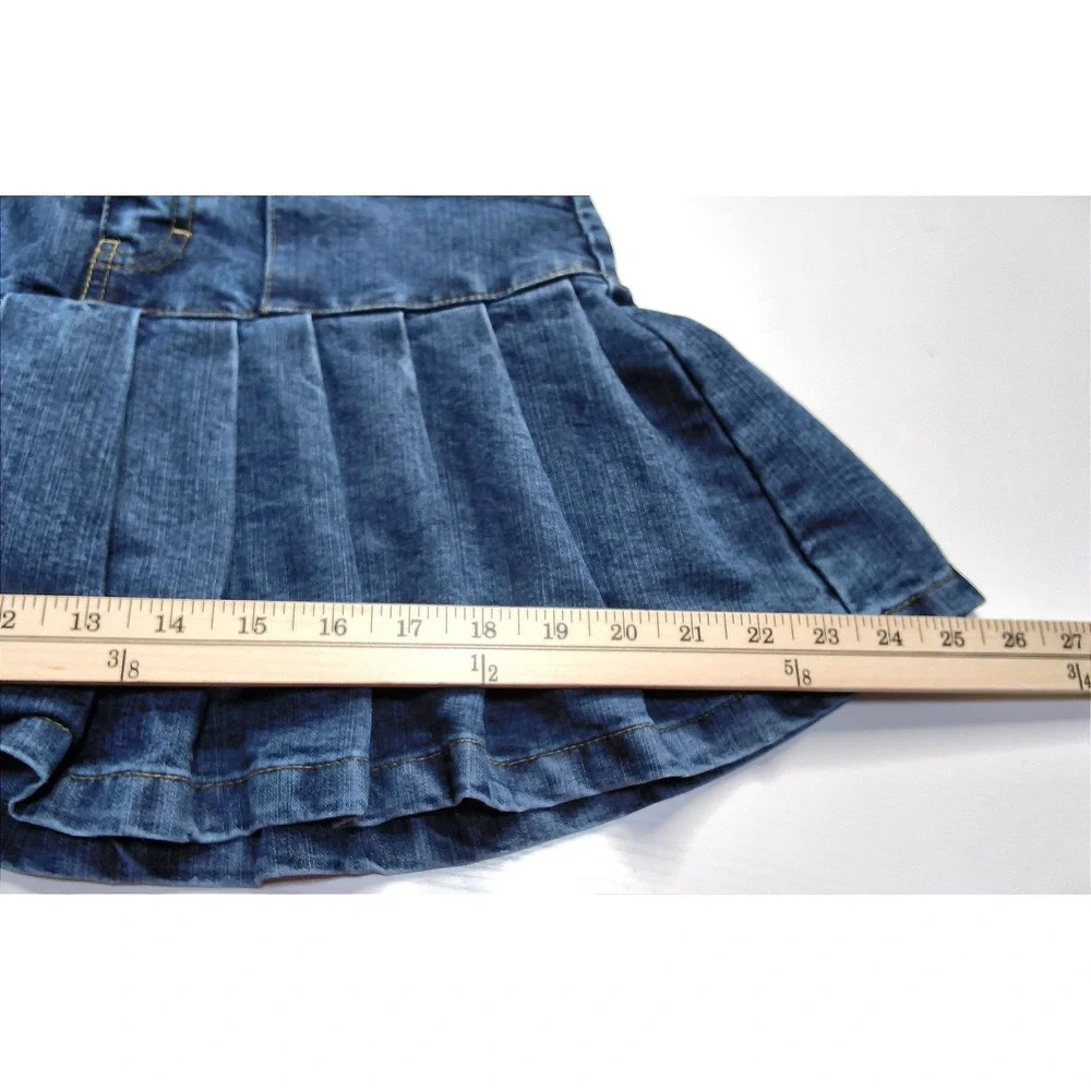 Y2K Gap Pleated Denim Skort Girls 10 Blue Adjustable Waist Built-in Shorts